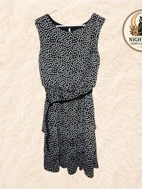 Elegant Black & White Polka Dot Dress ~ Size Large ~ Flowy Tiered Party  NWT